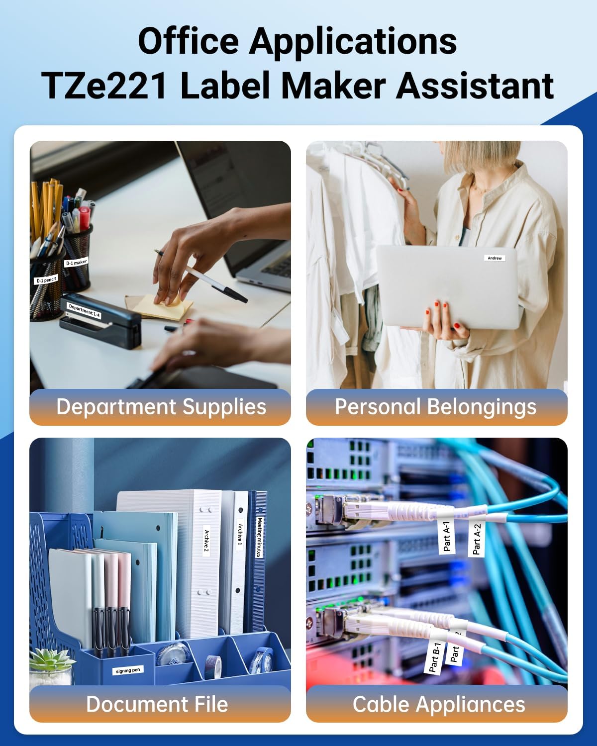 9mm Label Maker Tape TZe-221 Replacement for Brother TZe TZ Tape 9mm 0.35" Laminated (Black on White) P Touch Label Tape TZe221 for Brother PT-D220 H100 D410 D600 1890 H103W, 3 Pack