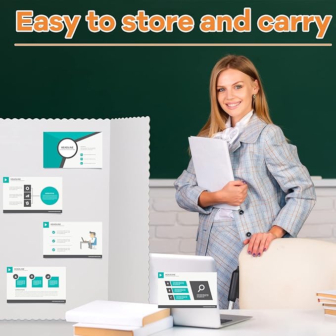 Ctosree 36 Pcs Tri Fold Display Board,36" x 48" Portable Lightweight Foldable Presentation Poster Board for Office Projects Exhibitions Workshops, White