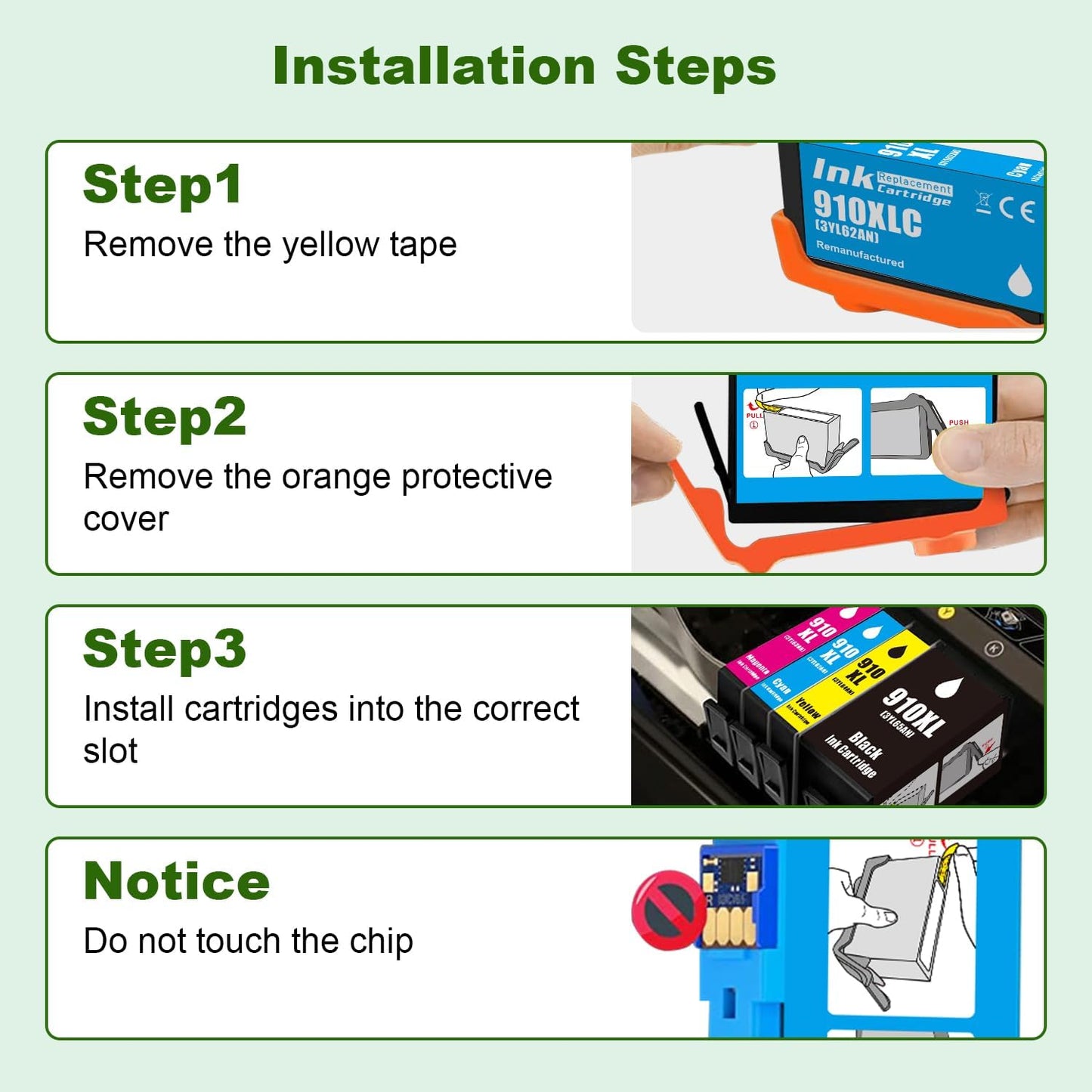 910XL Yellow Ink Cartridges Replacement for HP 910XL 910 XL Ink Cartridges Combo Pack for HP OfficeJet Pro 8010 8015 8018 8020 8022 8025 8028 8035 8030 Printer (910 Yellow 2-Pack)