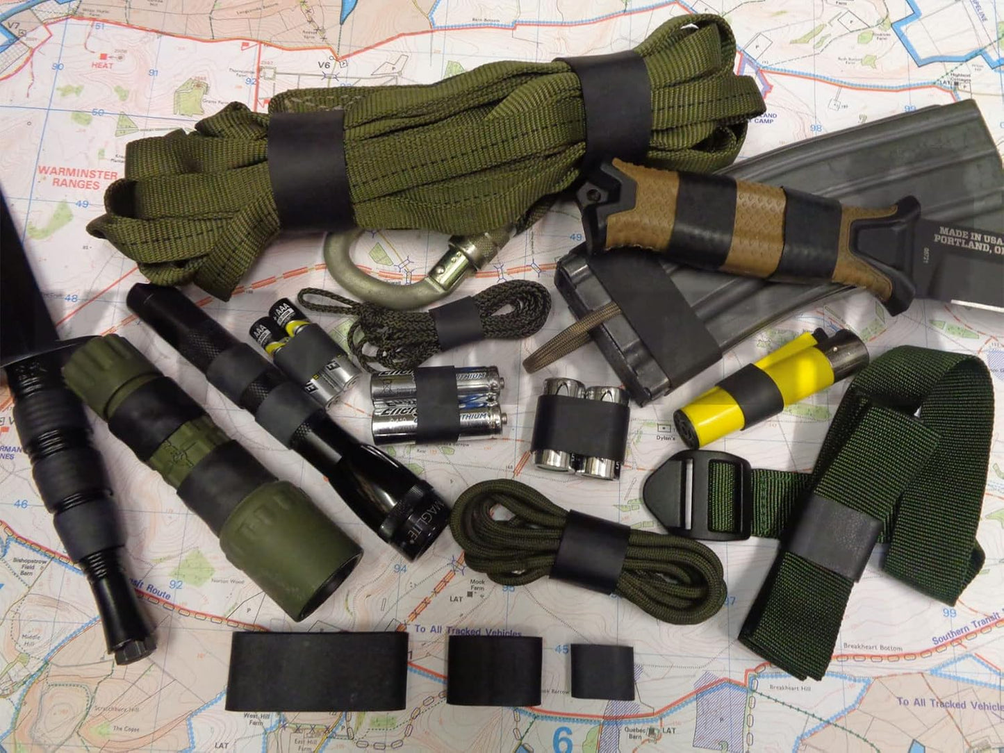 Tactical Rubber Band Black - Heavy Duty UV Heat Cold Resistant Thick Strong Elastic Rubber Bands Outdoor Hiking Backpacking Survival Camping Biking Fixed Item (#94)