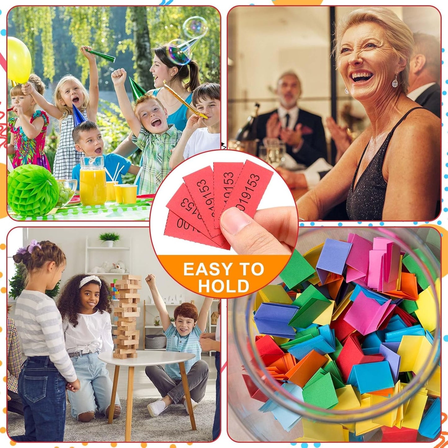 Kosiz 504 Sheets 5 Bid Raffle Ticket with Different Numbers Per Sheet Chinese Auction Tickets for Events Church Basket Auction Silent (Red)