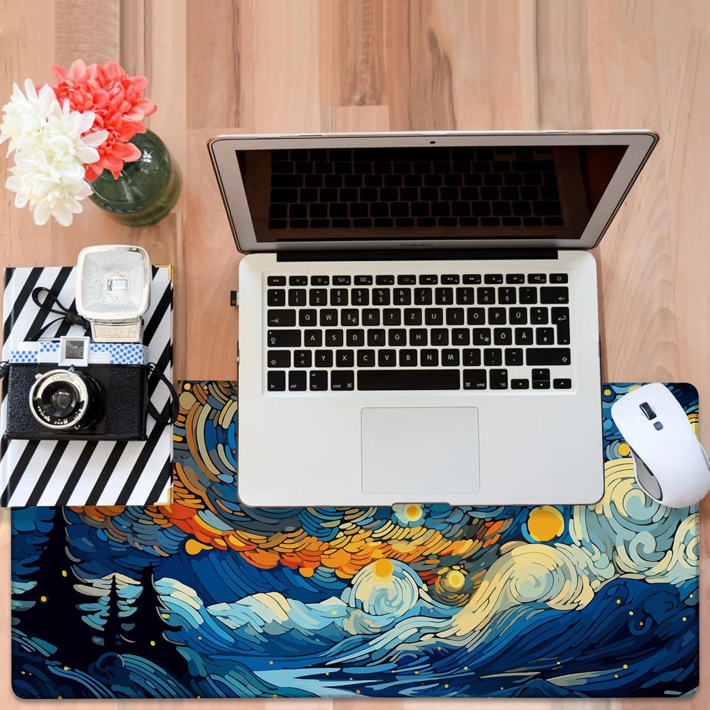 Large Mouse Pad Starry Sky Gaming Desk Pad Computer Keyboard Non-Slip Waterproof Mouse Mat with Rubber Base and Stitched Edges Entertainment Office Writing Desk Mat 35.4 x 15.7 Inches