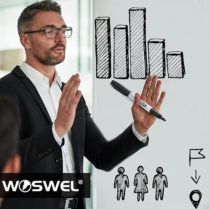 Dry Erase Markers Bulk, 144 Pack Black Chisel Tip Whiteboard Markers, Low Odor Dry Erase Markers for School Office Home