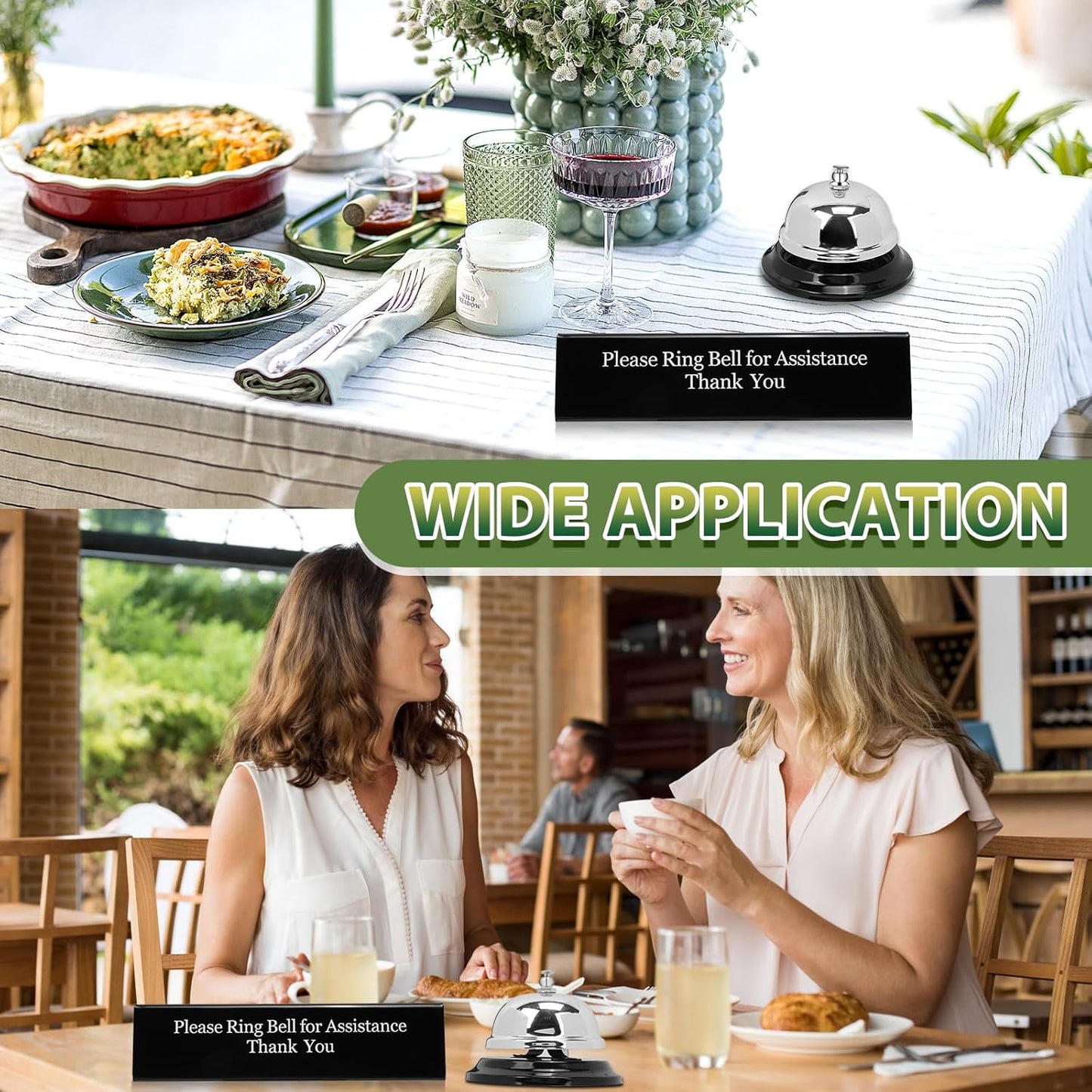 UCEC Desk Call Bell for Hotel School Restaurant Reception - No Receptionist Sign, 2+1 Pack