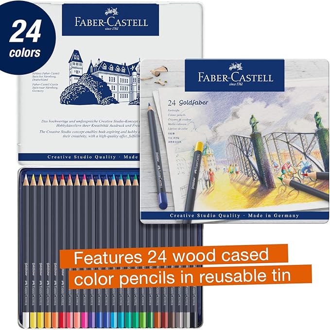 Faber-Castell Goldfaber Color Pencils Tin Set, 24ct.