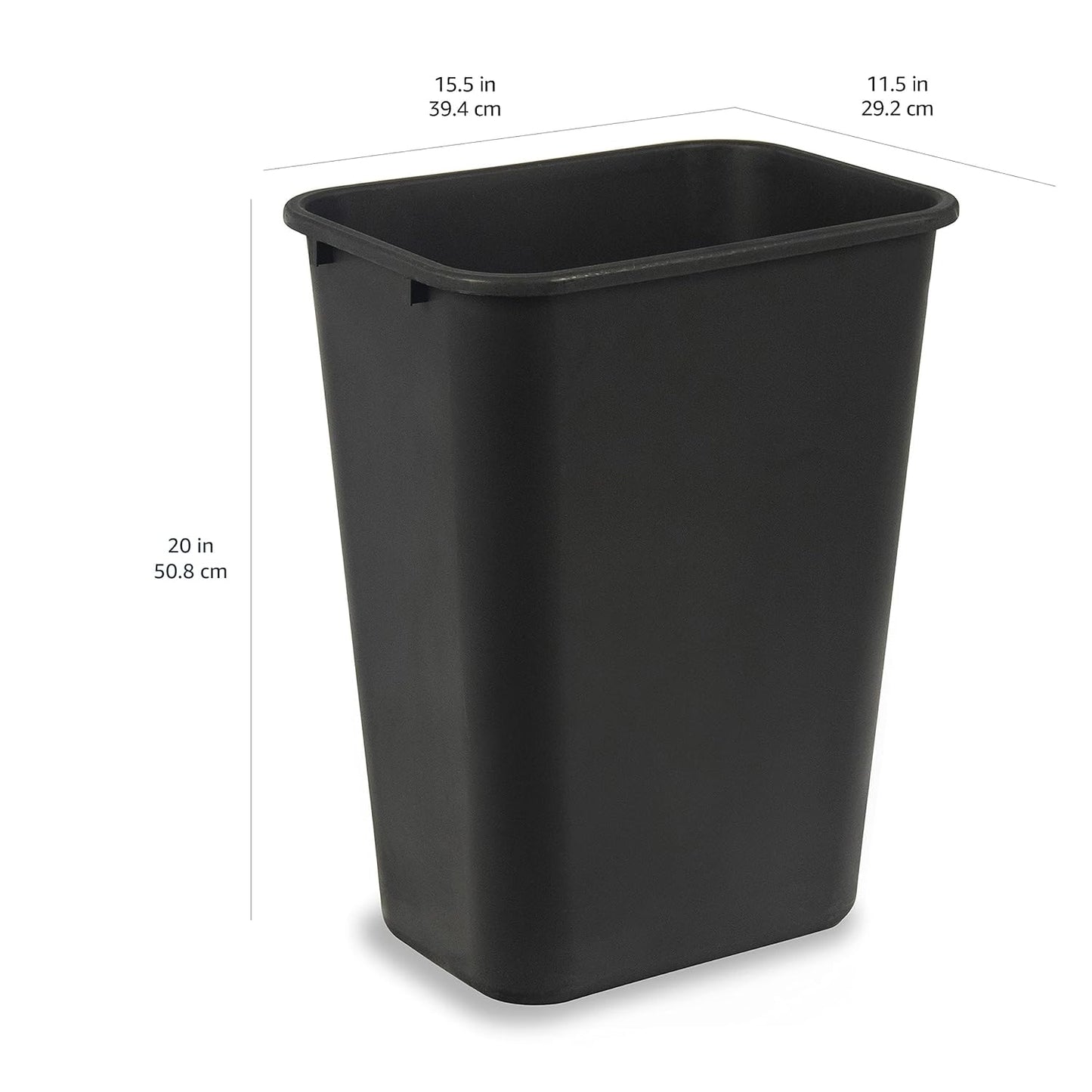 Amazon Basics Trash Can, Rectangular Commercial Office Wastebasket, 10 Gallon (Pack Of 1), Black (Previously AmazonCommercial brand)