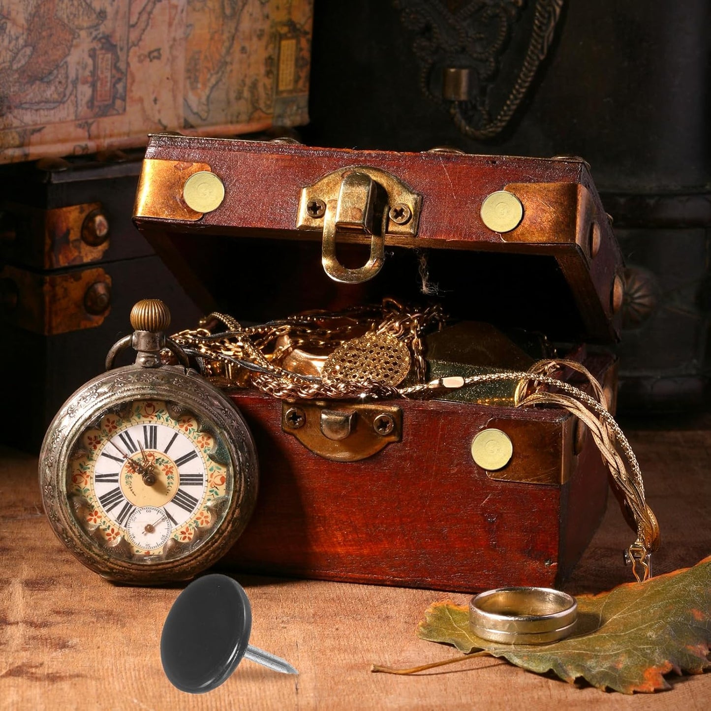 uxcell 120Pcs Push Pins, 11mmx13mm Round Flat Head Decorative Thumb Tacks Upholstery Tacks for Cork Board Office Wall Hangings, Black