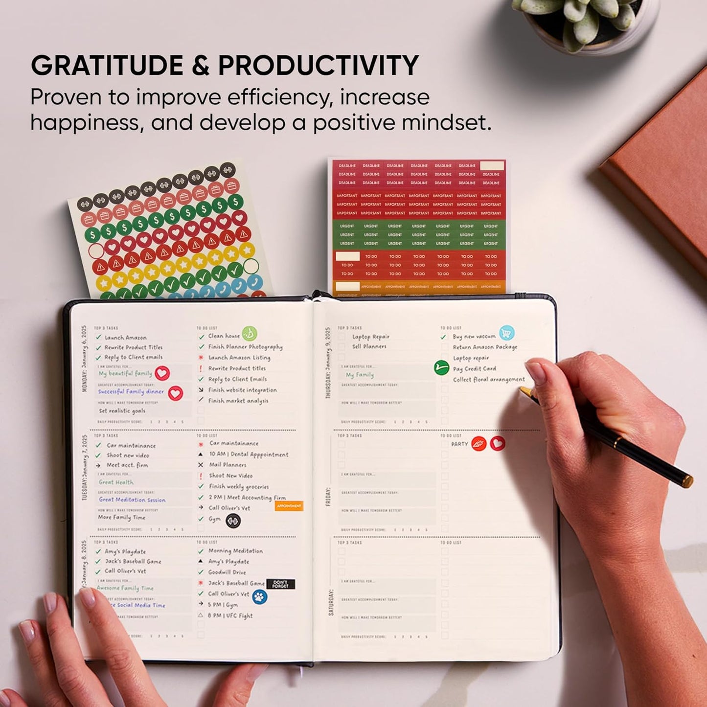 PRODUCTIVITY STORE Pro - Undated, 2025 Planner, 5.8” x 8.3” - The #1 Productivity Planner to Achieve Your 2025 Goals - Planner 2025-2026 - Black - A5