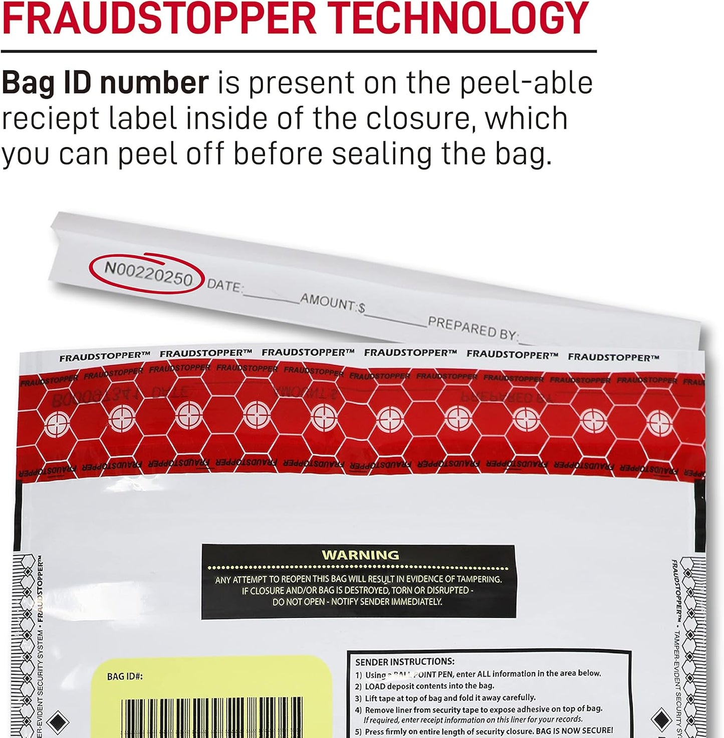 Nadex Tamper Evident Cash and Coin Bank Deposit Bags for Fraud Prevention, 9 x 12, Opaque, 1000 Pack