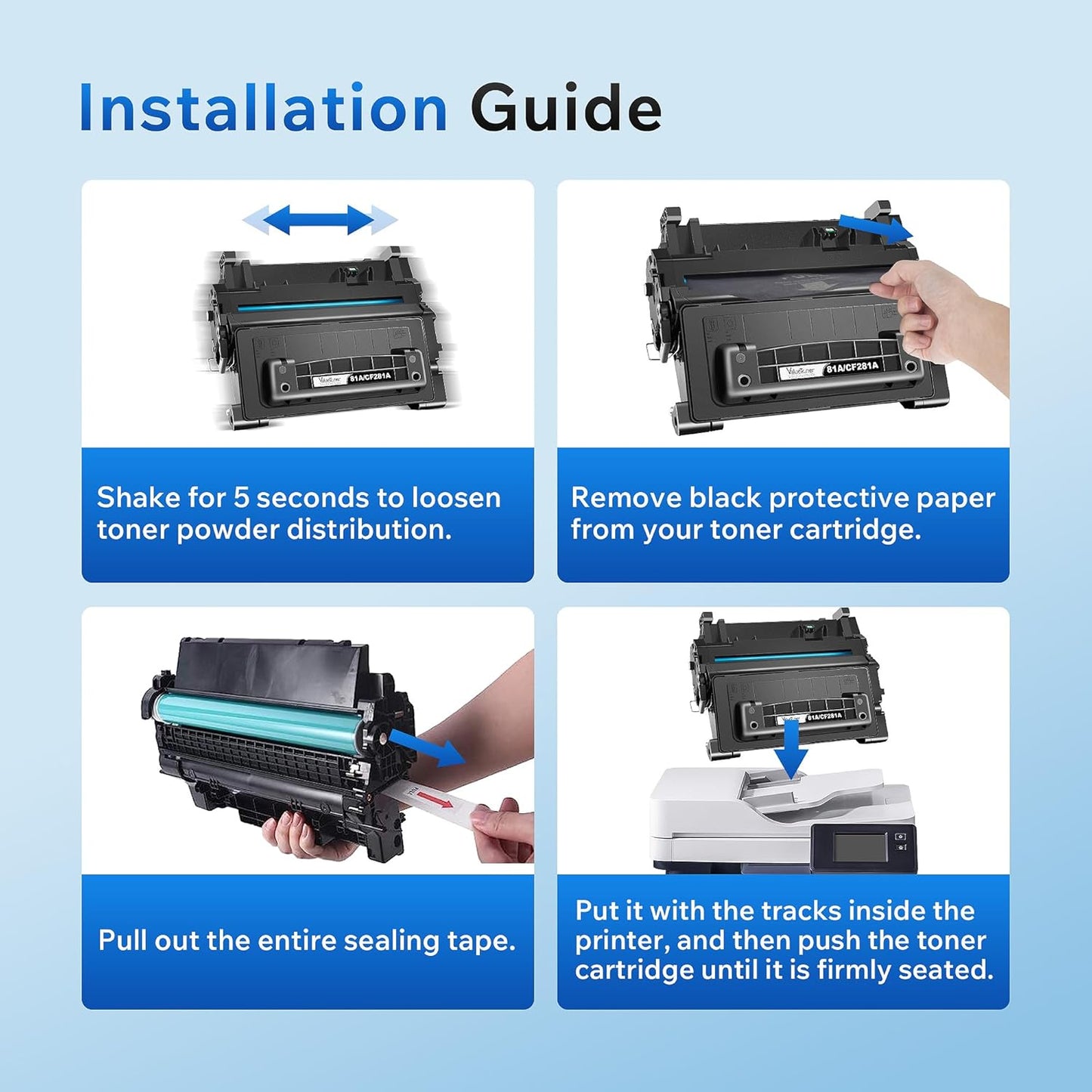 CF281A 81A Black Toner Cartridge Replacement for HP 81A Black Toner Cartridge 81X CF281X Toner for HP 281A Work with LaserJet Enterprise MFP M604 M604dn M605 M605dn M605x M606 M606x M630 M630f (2Pack)