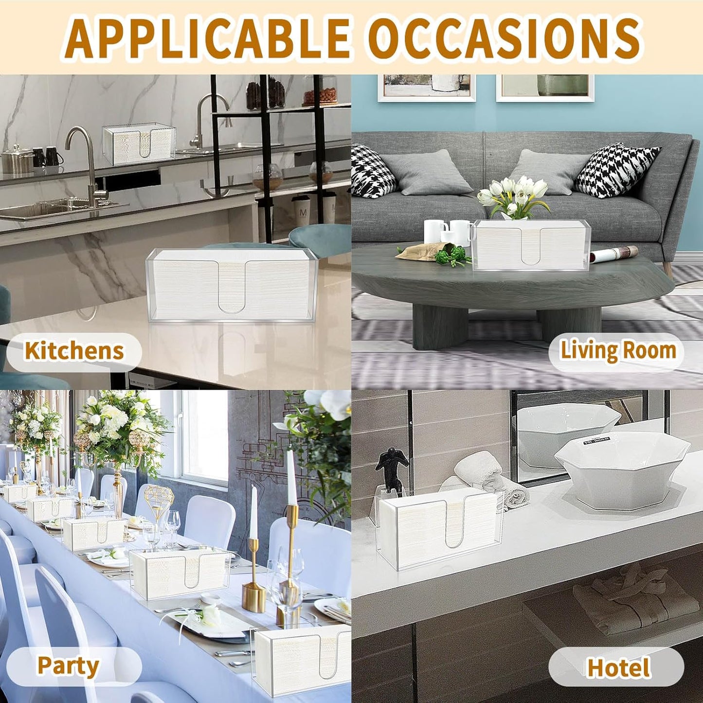 2Pack Acrylic Countertop Paper Towel Holder, Paper Towel Dispenser Countertop/Acrylic Napkin Holder(5mm Acrylic) C-fold or MultiFold Trifold Paper Towels for Bathroom, Kitchen,Restaurant (2)