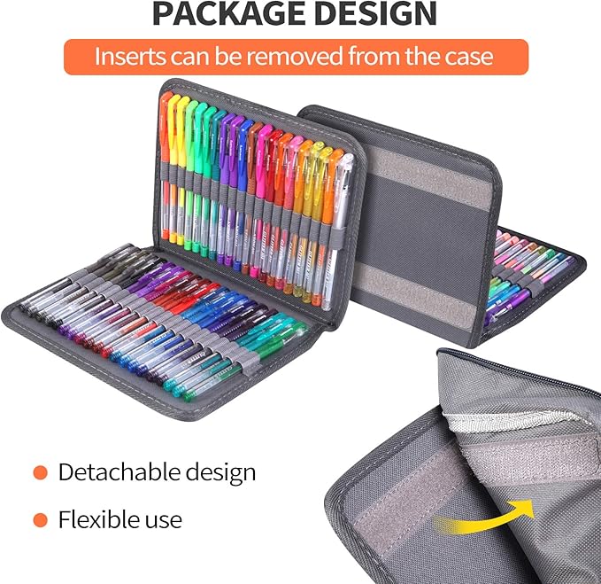 200 Pack Gel Pen Set 100 Colored Gel Pen with 100 Refills,Glitter Gel pens 40% More Ink with Canvas Bag for Kids Coloring Books Drawing Crafts Scrapbooks Journaling Planner