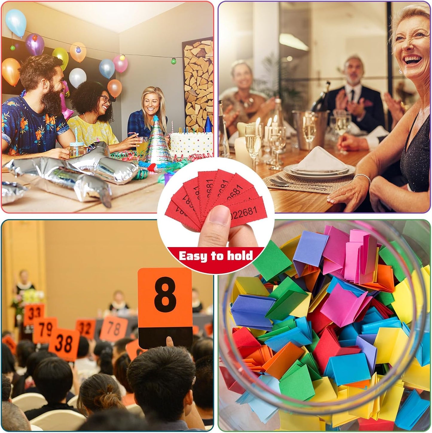 Kosiz 504 Sheets 15 Bid Raffle Ticket with Different Numbers Per Sheet Chinese Auction Tickets for Events Church Basket Auction Silent (Red)