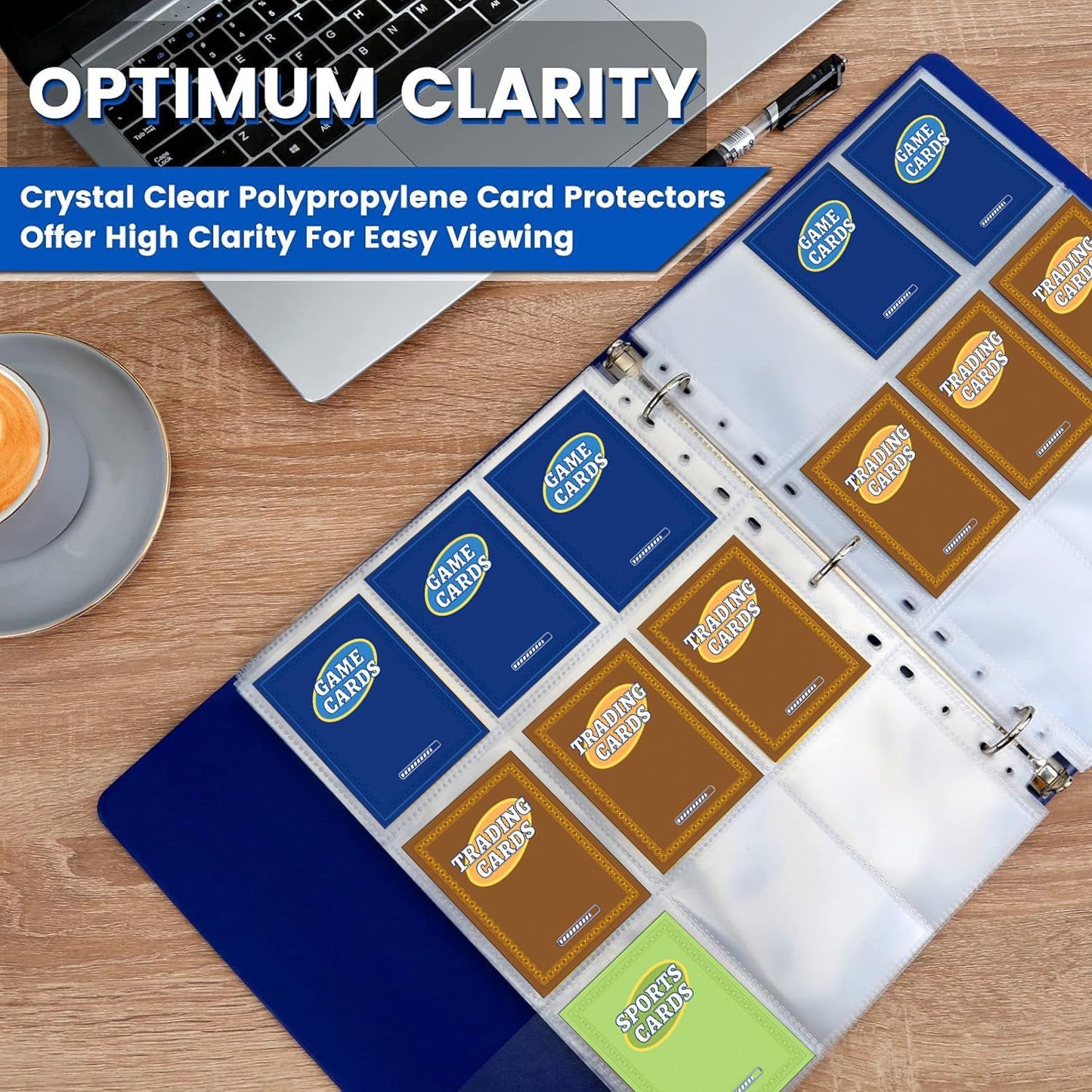 120 pack Trading Card Sleeve, Holds 2160 Cards, 9 Pocket Card Sleeves Binder Sheets for 3 Ring Binder, 11 Holes Trading Card Binder Sleeves Fit for MTG, Baseball, Game, Business Cards, Coupon