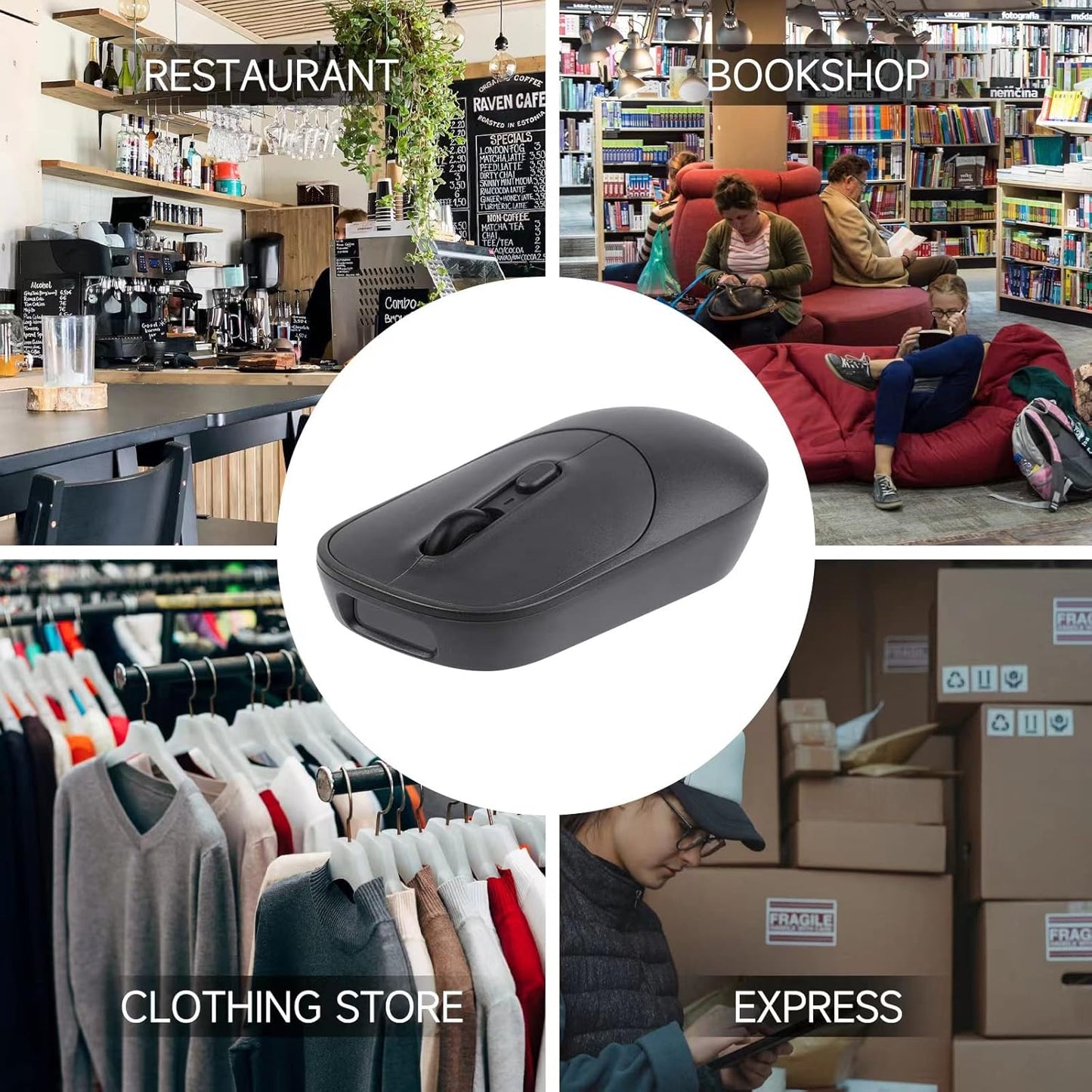 New Wireless Mouse Barcode Scanner, 2-in-1 Design 2D Handheld Barcode Scanner with Wireless Mouse Functions for POS System,Store,Supermarket, Warehouse.(Black)