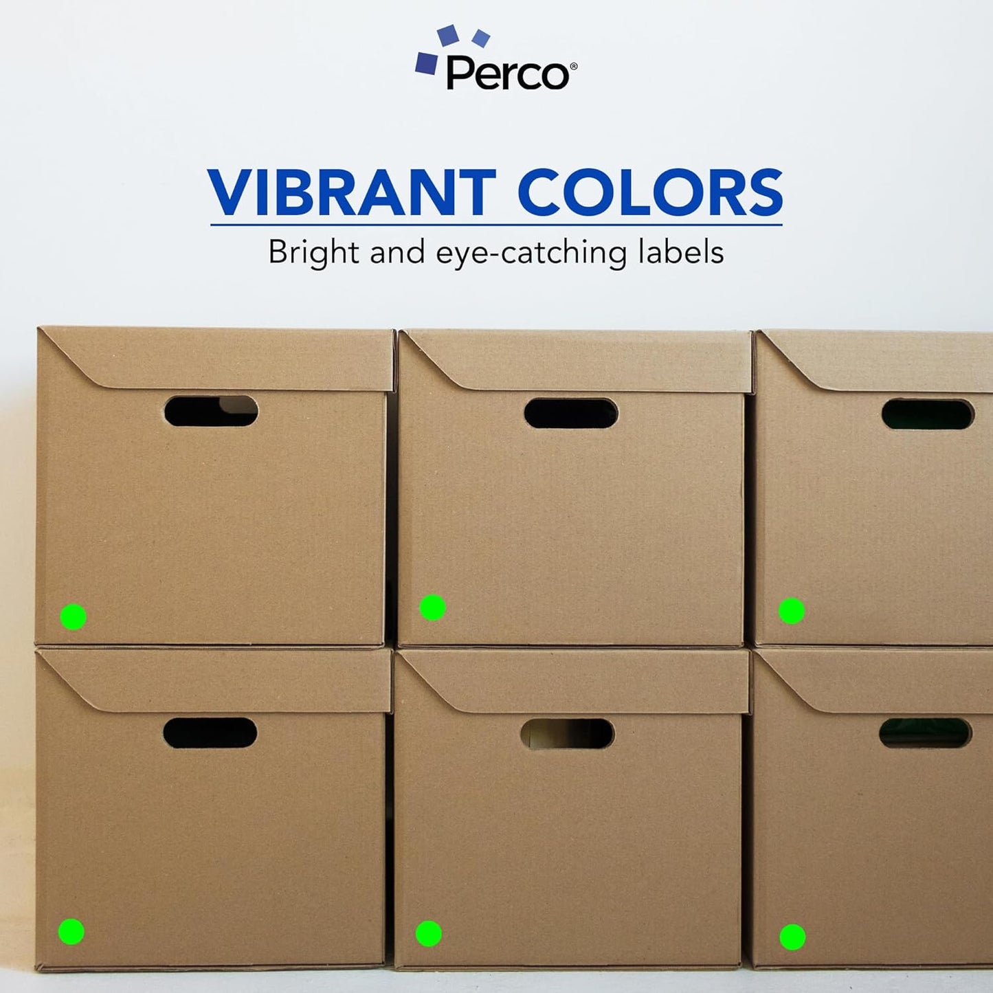 Perco Fluorescent Green 1-Inch Round Circle Dot Sticker Labels with Easy Peel Perforation - 1,000 Labels per Roll - Strong Adhesion, Vibrant Colors for Organizing, Crafting & More - Made in USA