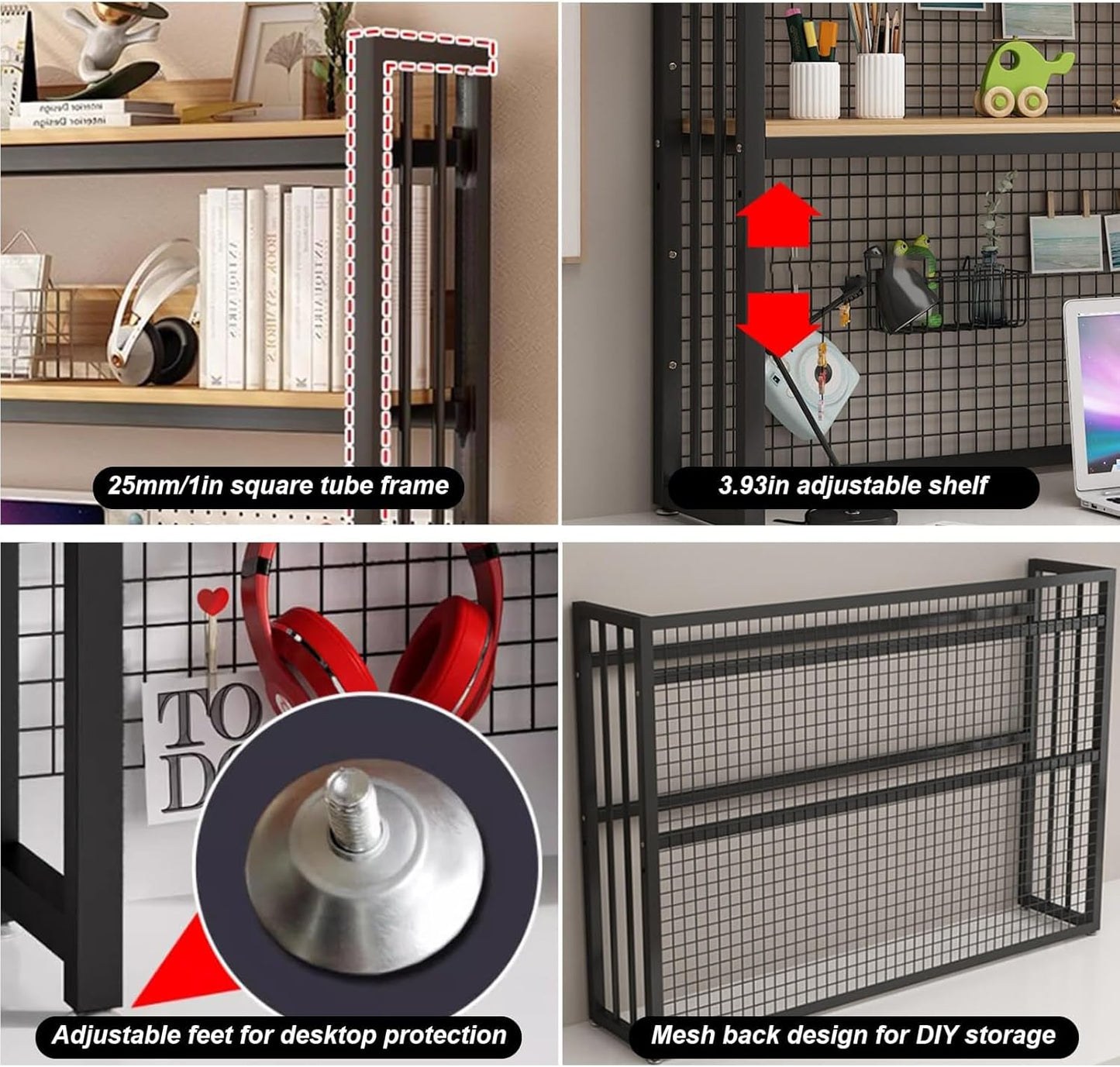 FPIGSHS Adjustable Desk Bookshelf Organizer Rack, Desktop Bookcase for Computer Desk,Office Supplies Organizers and Accessories Storage Display Shelf (E, 135cm)