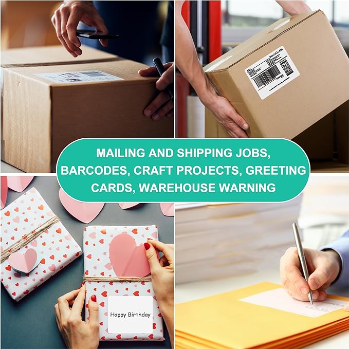 L LIKED 3-1/3" x 4" 600 Labels, Printable White Sticker Labels, Laser/Inkjet Printing - Matte, 100 Sheets