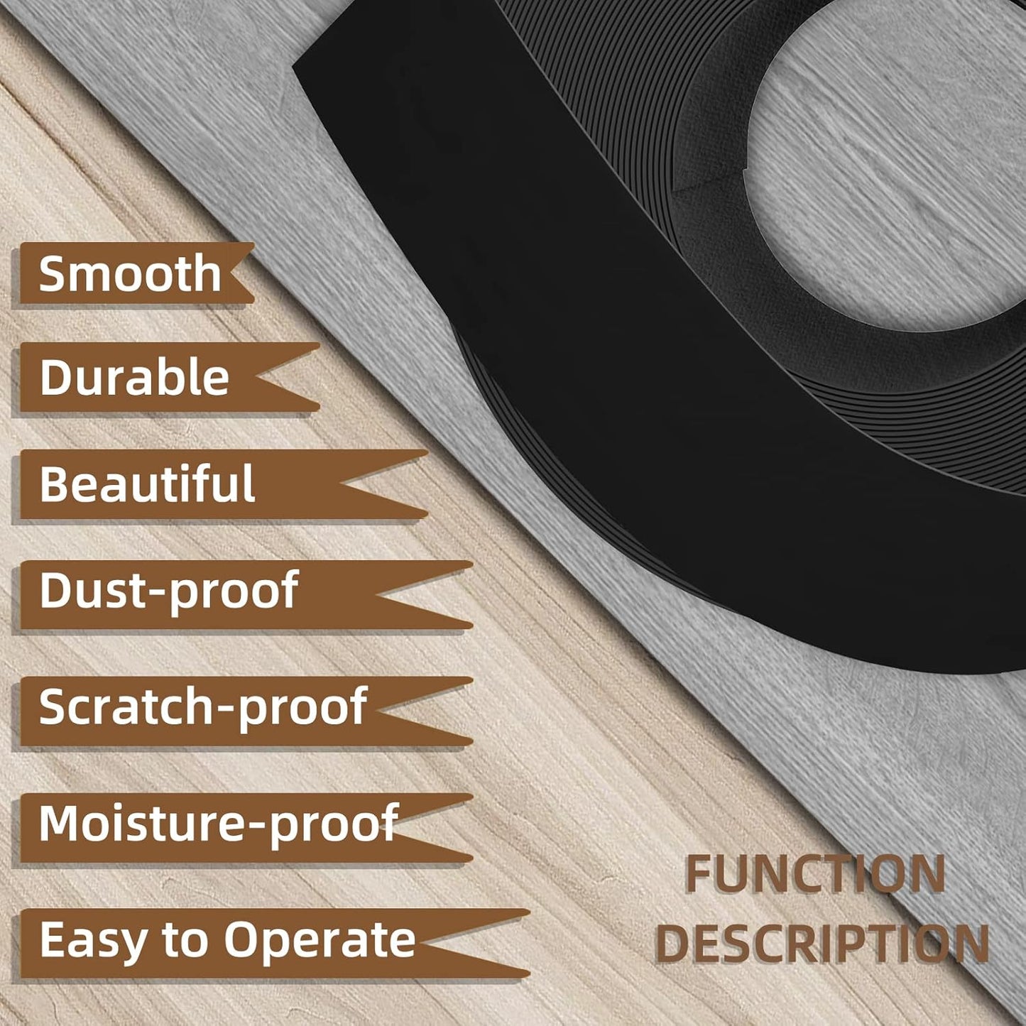 GSCIT Club Black Edge Banding, 3/4 inch x 50ft Melamine Edge Banding with Hot Melt Adhesive Preglued Cabinet Edge Banding Flexible Black Veneer Edging