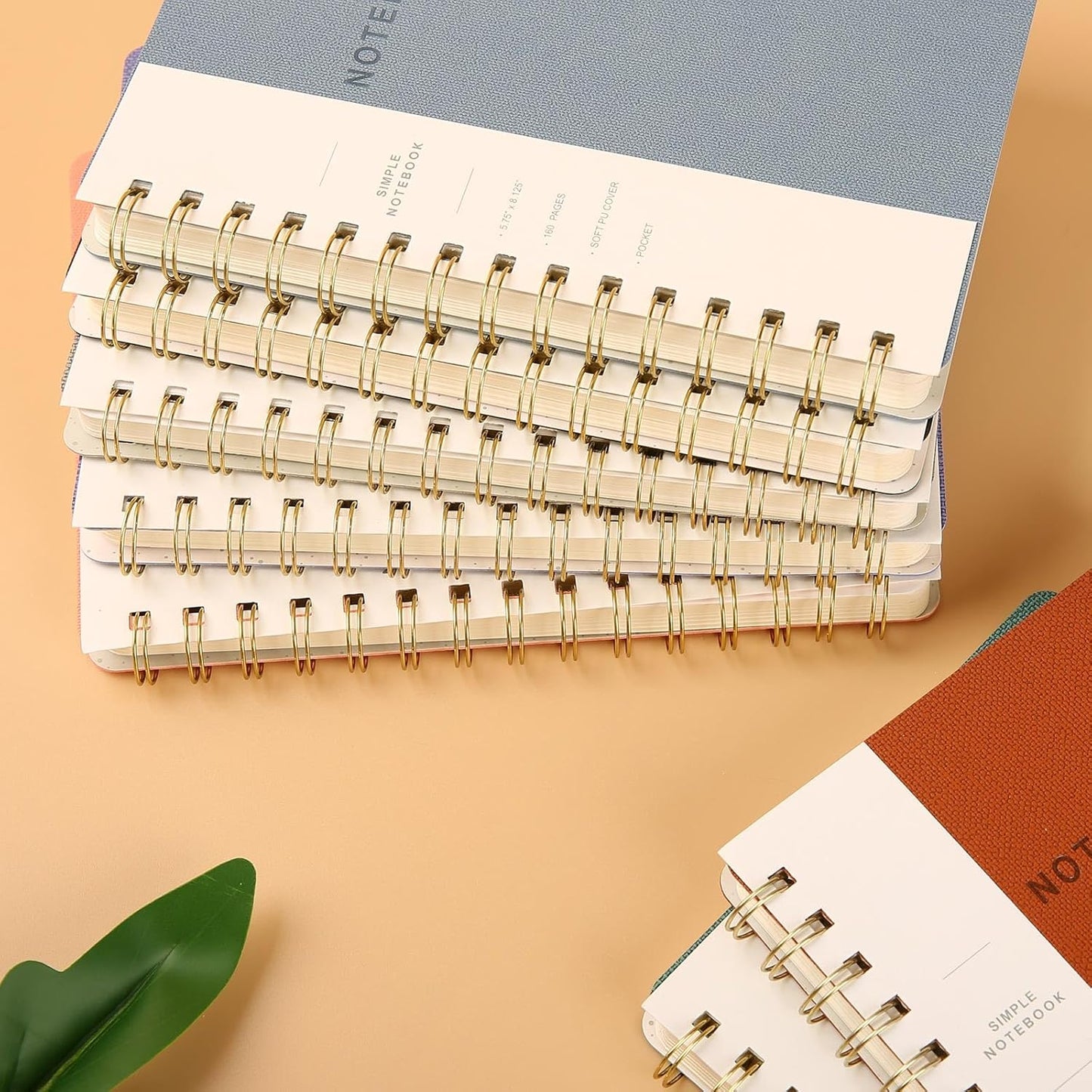 Spiral Notebook, Pink Notebook-6.1x8.2 Inch College Ruled Journal with Inner Pockets and 160 Pages, PU Leather Cover Business Journal, Twin-Wire Binding Notebook Perfect for Office & Home