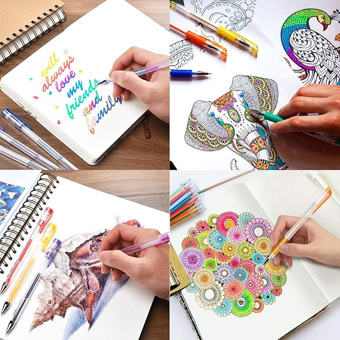 264 Pack Gel Pens Set,132 Colored Gel pen with 132 Refills 100% More Ink, Include Glitter Metallic Pastel Neon Morandi Gel Pens for Adults Coloring Books Drawing Crafts Bullet Journaling