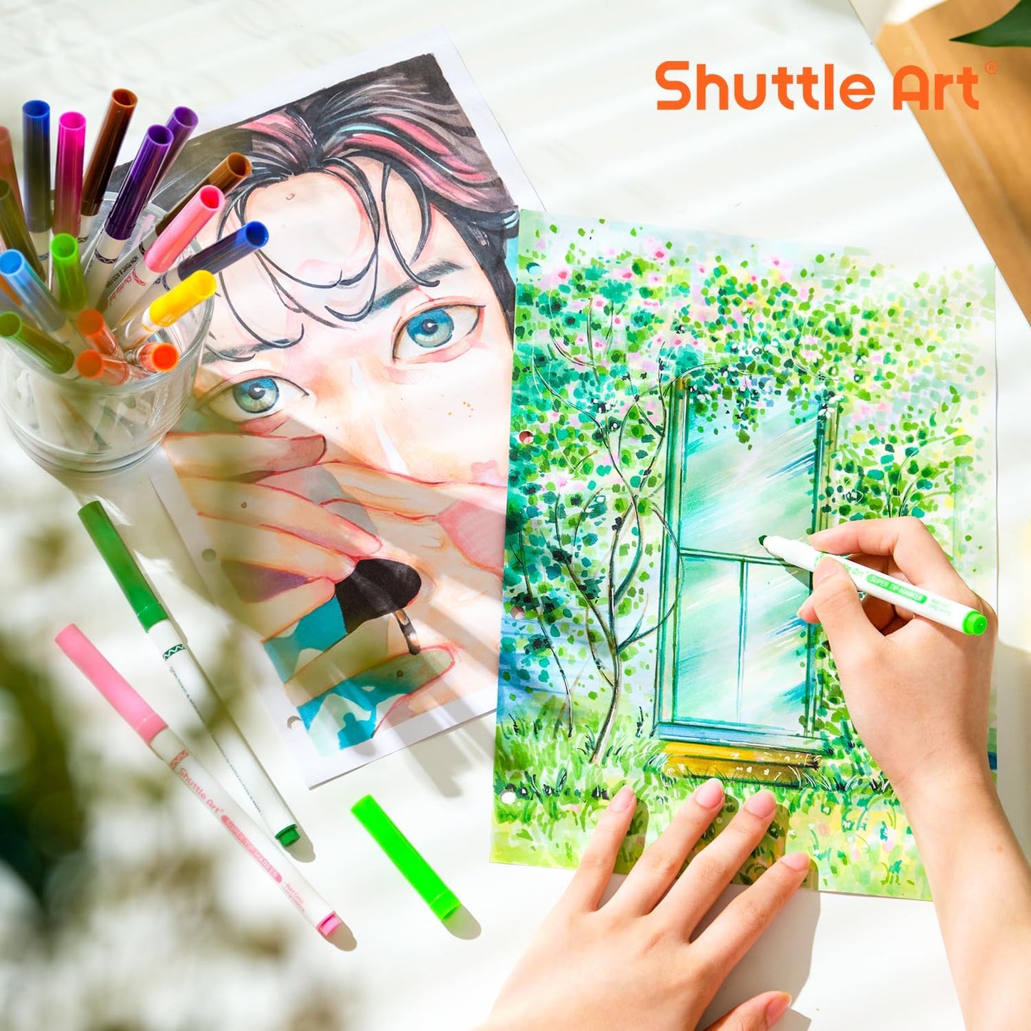 Shuttle Art 312 Pack Washable Super Tips Markers, 12 Assorted Colors Conical Tip Large Markers Bulk with a Box, Bonus Caps, Home Classroom School Supplies for Toddlers Kids Adults Students Teachers