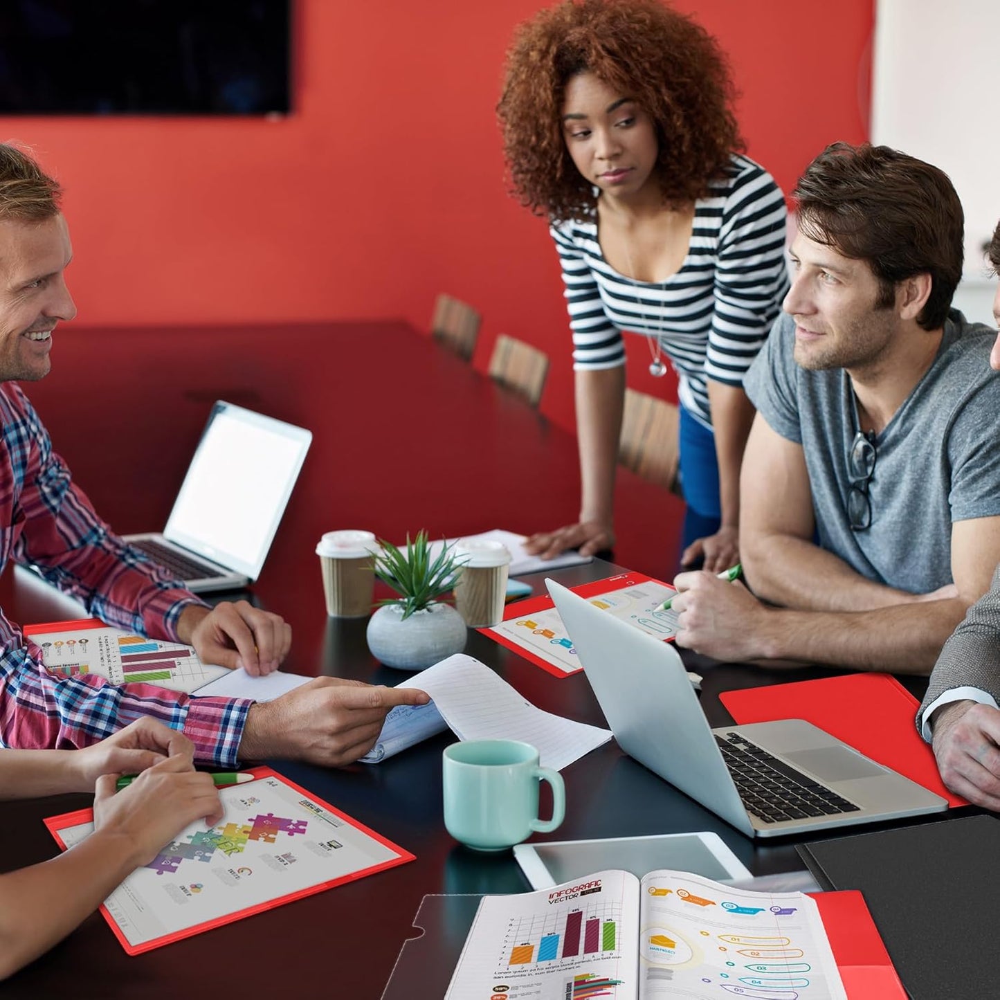 HAUTOCO 30 Pack Plastic Report Covers with 3-Prong Fasteners Clear Front Presentation Folders Resume Folders for 8.5x11 Letter Size Paper, Document Report Cover for School Office Business, Red