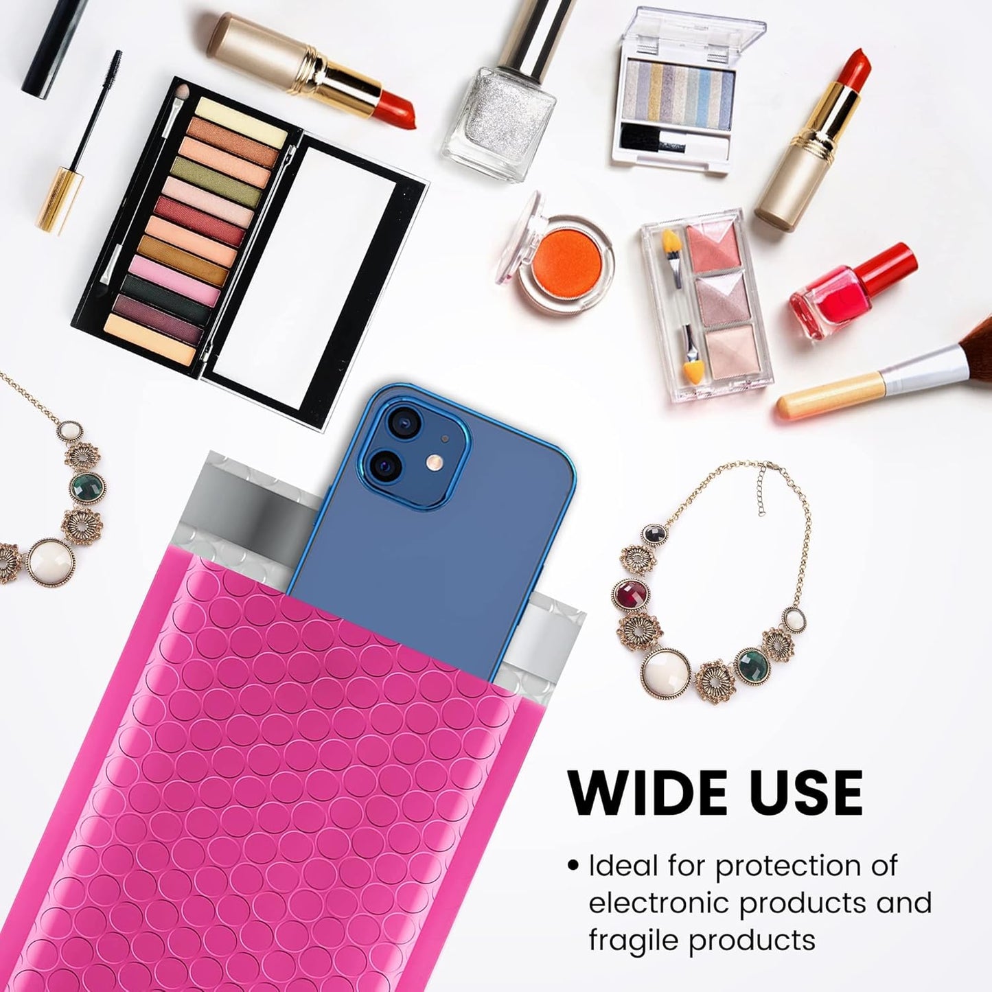 Fuxury Bubble Mailers 4x8" 100 Pack Pink Bubble Mailers Usable Size 4x7” Small Padded Envelopes Waterproof Mailing Envelopes Bubble Padded