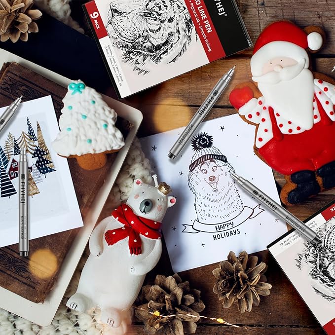 Micro Fineliner Drawing Art Pens: 6 Black Fine Line Ink Set Artist Supplies Archival Inking Markers Liner Professional Sketch Outline Anime Sketching Artist Illustration Watercolor