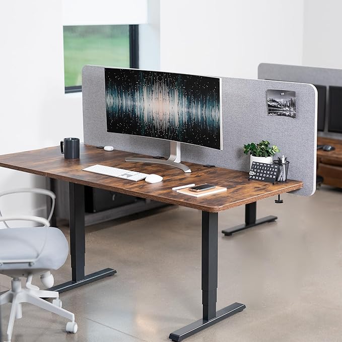 VIVO Clamp-on/Screw-on 71 x 24 inch Privacy Panel System, Sound Absorbing Cubicle Desk Divider, Acoustic Partition, 2 Panels, Gray, PP-2-V072G