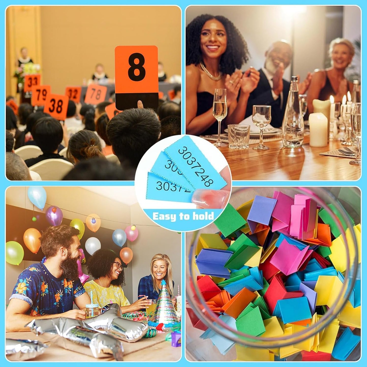 Kosiz 504 Sheets 5 Bid Raffle Ticket with Different Numbers Per Sheet Chinese Auction Tickets for Events Church Basket Auction Silent (Lake Blue)