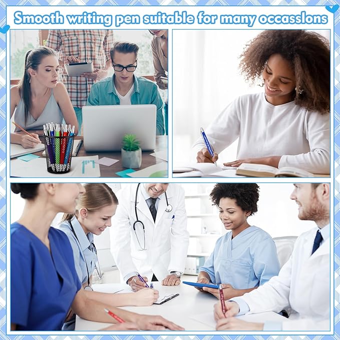 Yeaqee 100 Pcs Inspirational Pens Employee Appreciation Back to School Gifts Motivational Thank You Metal Greeting Quote Ballpoint Pen for Coworker Teacher(Multicolored,Member)