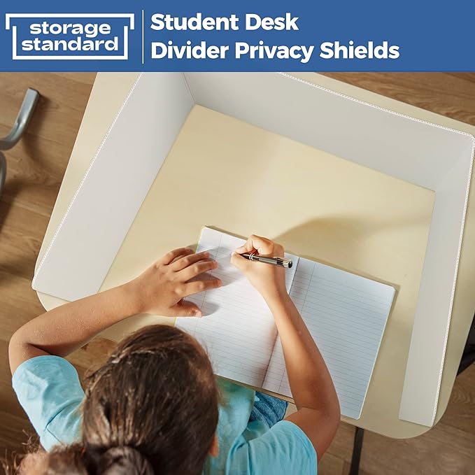 22 Pack Classroom Privacy Shields for Student Desks - Easy to Clean Plastic Sneeze Guard Folder Desk Divider Study Carrel - Classroom Materials for School Teachers - Includes Extra Labels