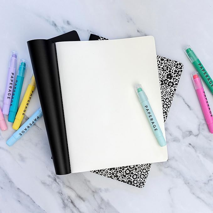 PAPERAGE Soft Cover Blank Journal Notebook, 2 Pack, (Black), 100 Pages, Large 7.5 inches x 9.5 inches, Ideal for Sketch Book, Note Taking & Travel Journal