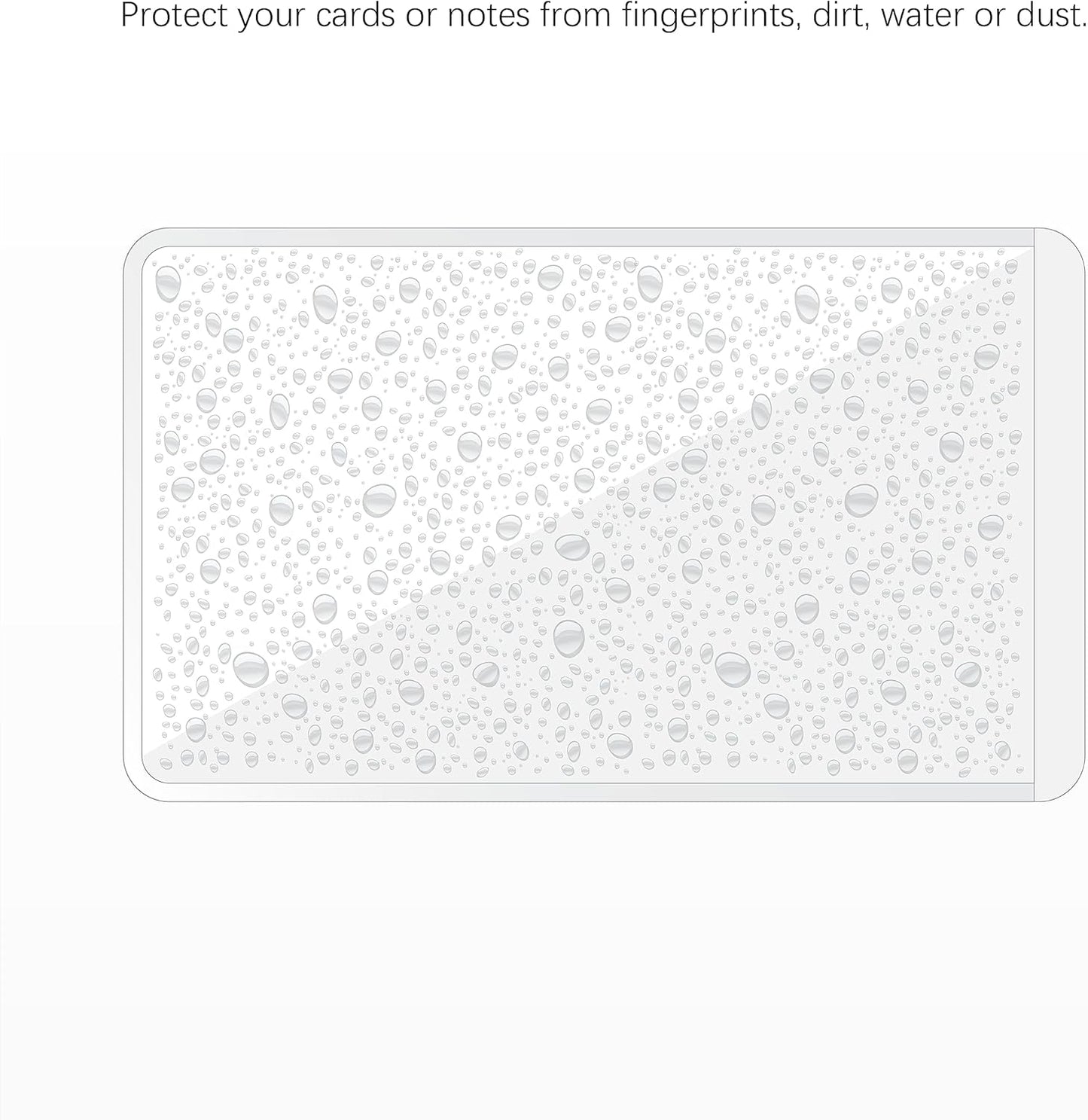 Clear Adhesive Business Card Pocket swith Side Open for Loading, 50 Pack, Plastic Labels Holders for Storage Bins and Library Card, Ideal for Organizing and Protecting Your Business Cards