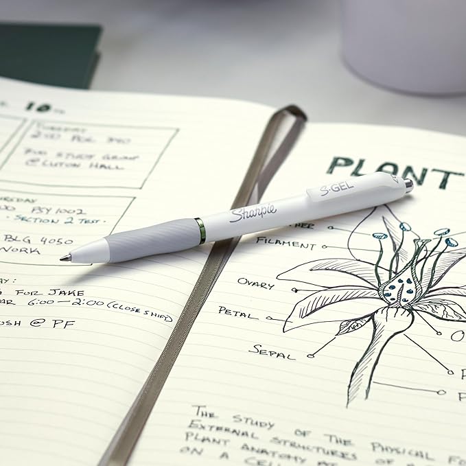 Sharpie S-Gel Pens, Fashion Barrel Gel Pens, Pearl White Body, Medium (0.7mm) Point, Bold Ink Colors, 12 Count