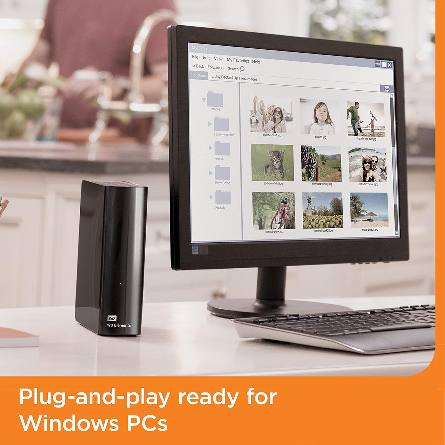 Western Digital 22TB Elements Desktop External Hard Drive, USB 3.0 external hard drive for plug-and-play storage - WDBWLG0220HBK-NESN