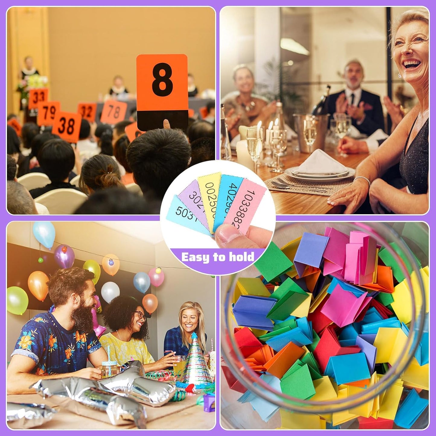 Kosiz 1000 Sheets 25 Bid Raffle Ticket Numbers - Chinese Auction Ticket Sheets for Events, Church (Light Color)