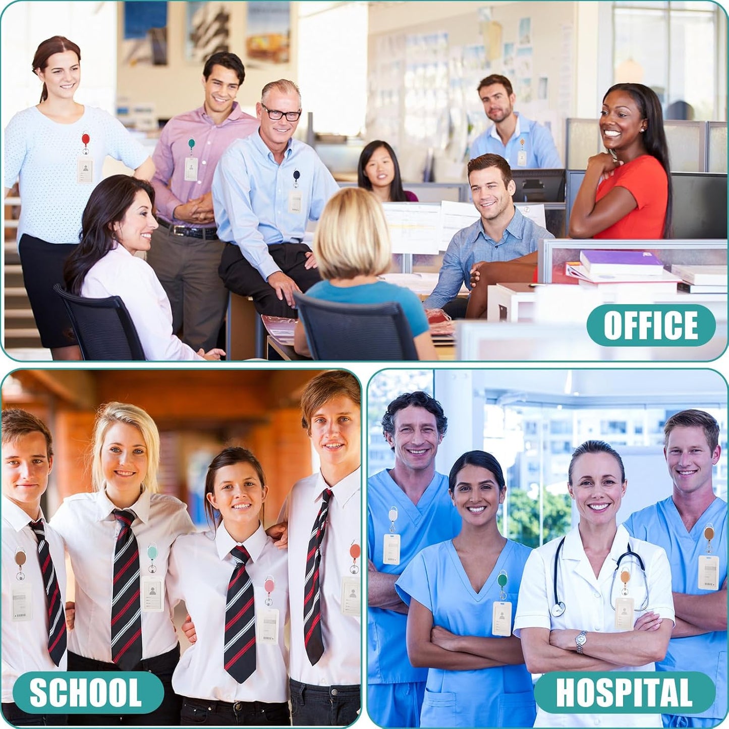 Honoson 30 Pcs Heavy Duty Retractable Badge Reels Batch ID Badge Holder Retractable Clip Bulk Key Holder with Ring for Office Worker Employee, Doctor Nurse Gifts (Vibrant Color)