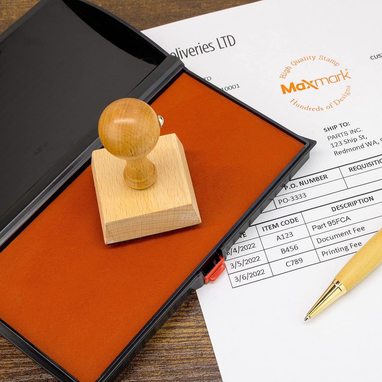 Large Premium Dark Yellow Ink Stamp Pad - 3" by 6" - Quality Felt Pad - Case with Closing snap