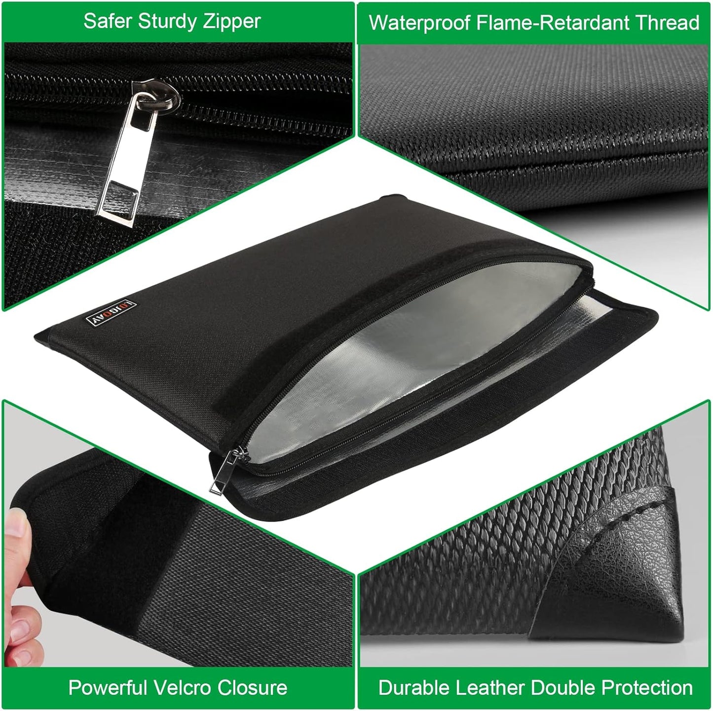 Fireproof Document Bag - with 5200°F Heat Insulated, Waterproof Fireproof Bag with Zipper, 8 Layers of Functional Materials, Fireproof Money Bag for Cash/Documents/Valuables, Fire Bag 13.9"x10.6"