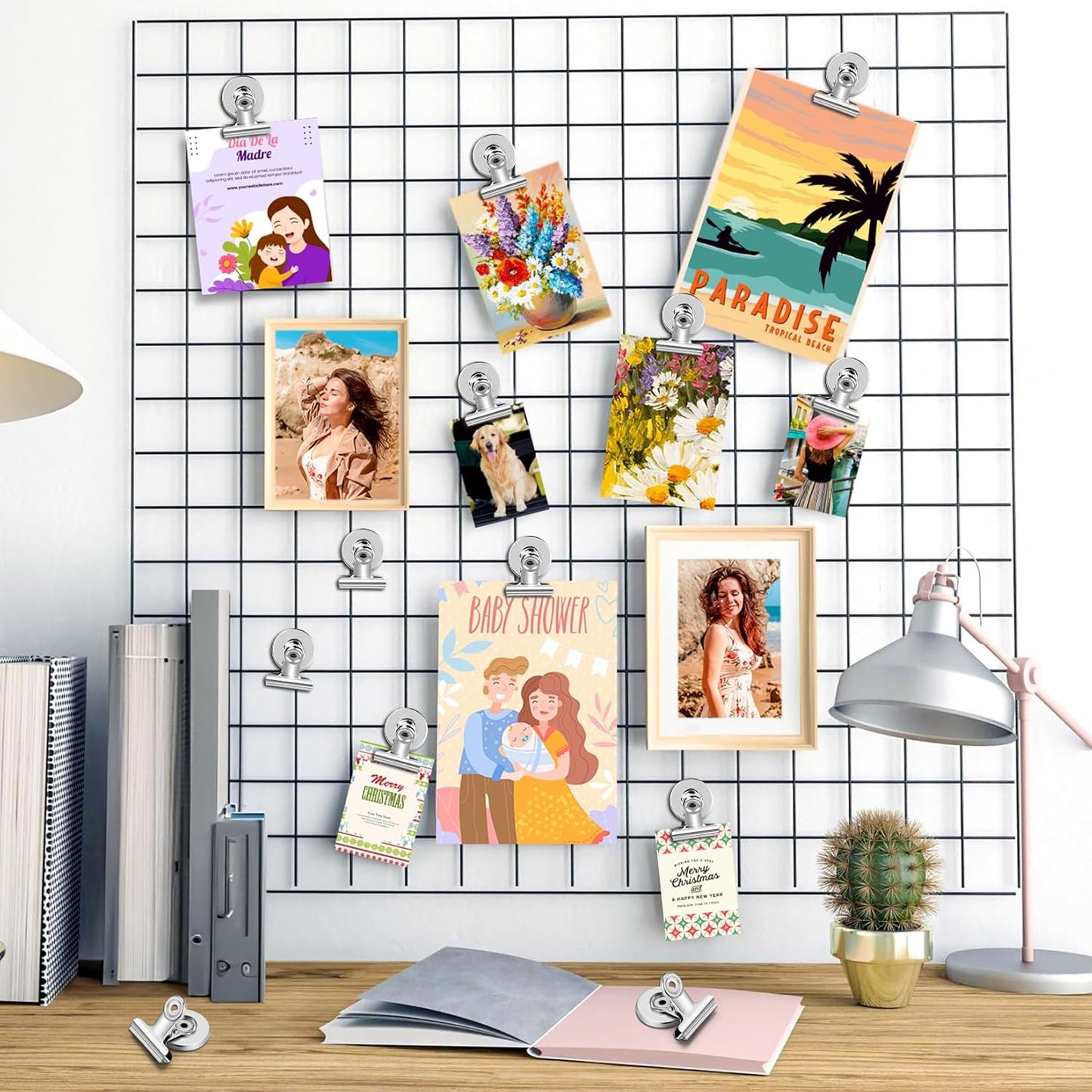 60 Pack Fridge Magnet Refrigerator Magnets, Strong Magnetic Clips Whiteboard Magnets, Magnet Clips Heavy Duty, Clip Magnets for Photo Displays, Home, Office, Classroom, Silver