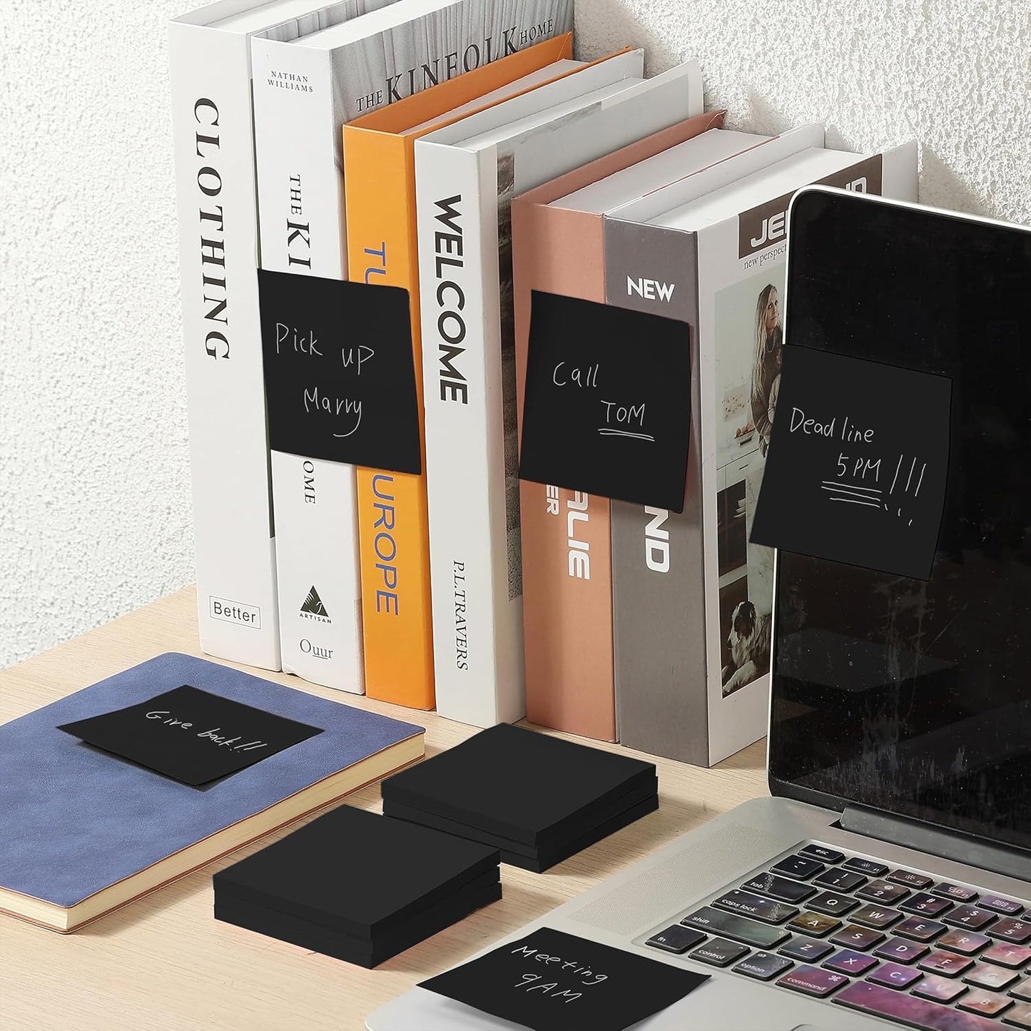 Mr. Pen- Sticky Notes, 3"x3", 12 Pads, Black, Self-Stick Note Pads, Aesthetic Sticky Pads, Colorful, Bulk