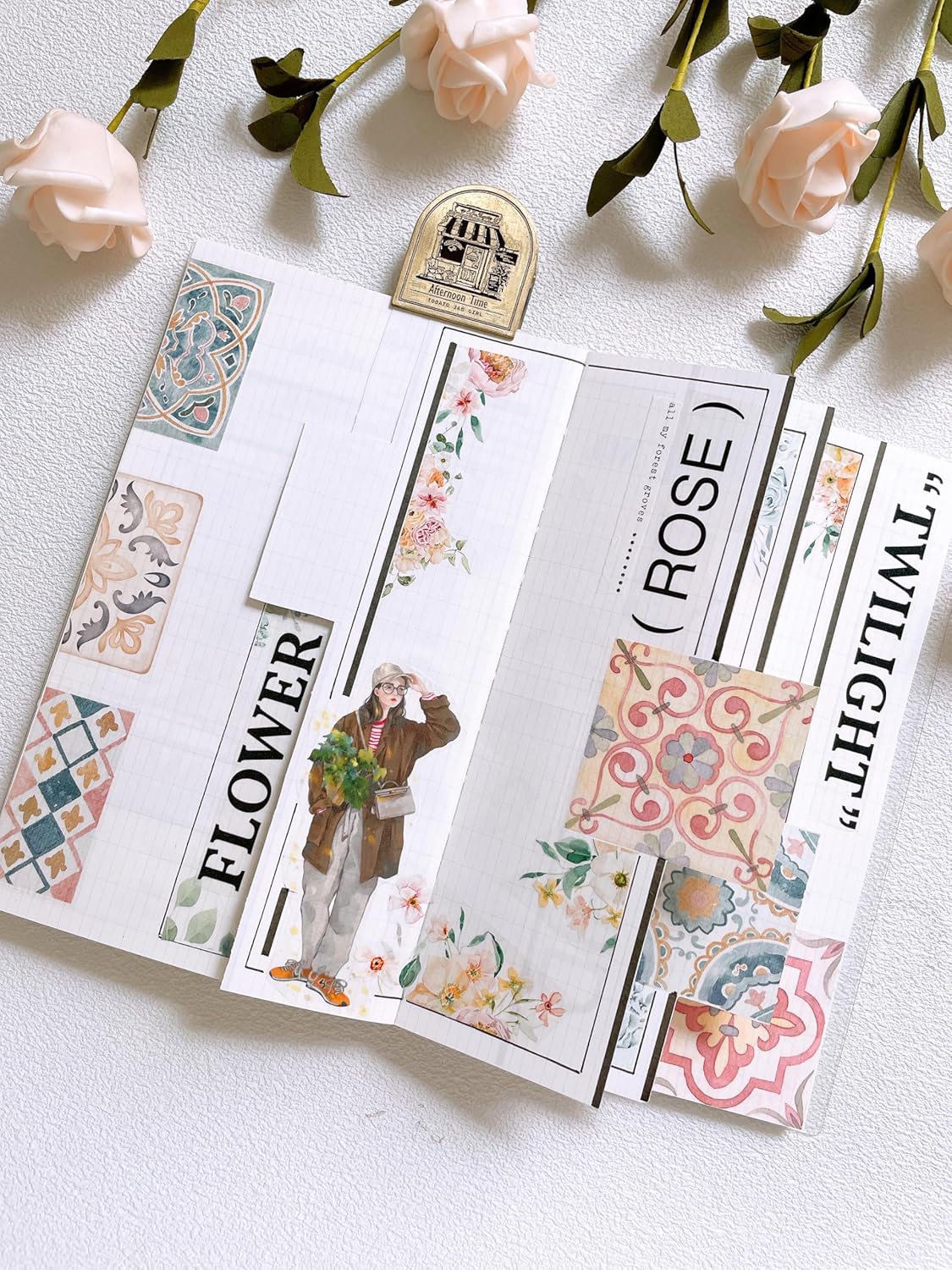 WT Twilight Zone Wide Washi Tape, Single Roll, Original Designs, Modern Girls Decorative Tape, Fashion Characters Figures, Washi Tape for Journaling, Bujo Planner Supplies, DIY Paper Tapes