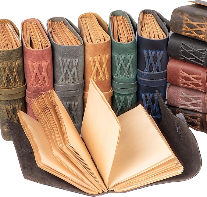 LEATHER VILLAGE Leather Bound Journal - Fuchsia, 8"X6", 220 Pages - Vintage Blank Paper Diary for Writing, Drawing, Sketchbook, and Travel Notebook - Ideal for Women and Men