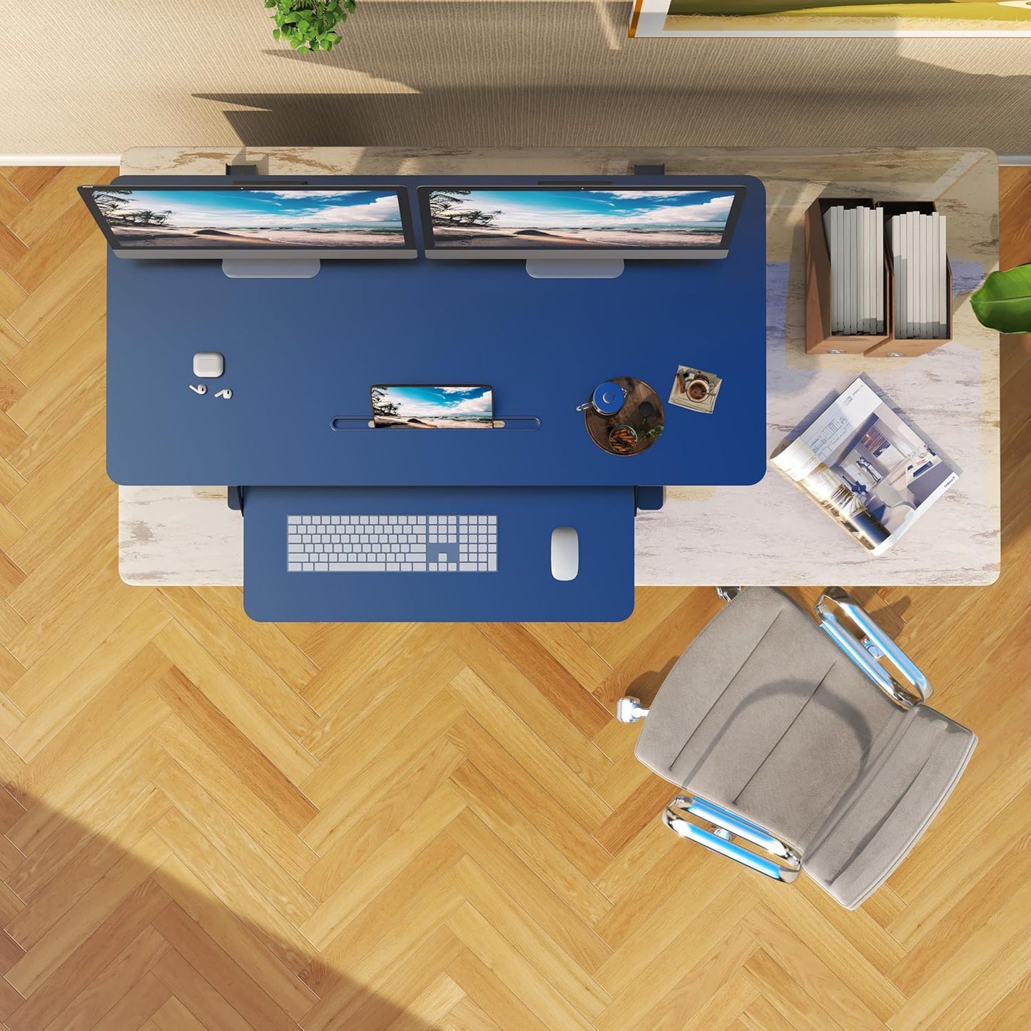 42 inch Stand Up Desk Converter, Height Adjustable Sit Stand Desk Riser, Black, 42PB