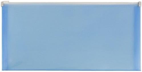 JAM PAPER Plastic Envelopes with Zip Closure - #10 Booklet Wallet - 5 x 10 - Blue - 3/pack