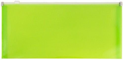 JAM PAPER Plastic Envelopes with Zip Closure - #10 Booklet Wallet - 4 1/8 x 9 1/2 - Lime Green - 3/Pack