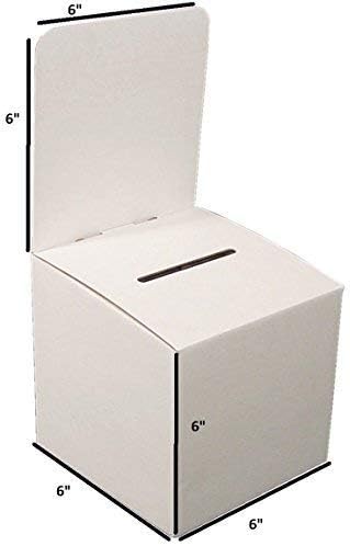 Raffle Ticket Donation Collection Ballot Box Reusable Sturdy thick Cardboard with Slot comment Suggestion Box With Removable Header 6H x 6W x 6D, Display area 6H x 6W(Orange 5 pack)