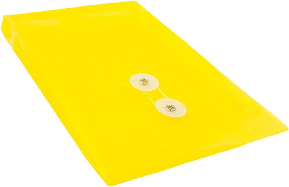 JAM PAPER Plastic Envelopes with Button & String Tie Closure - 6 1/4 x 9 1/4 - Yellow - 12/Pack